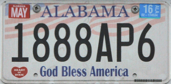 Alabama Licence Plate