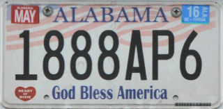 Alabama Licence Plate