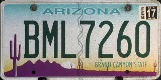 Arizona licence plate