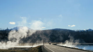 Geysers roadside Yellowstone