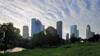 Houston skyline Buffalo Bayou