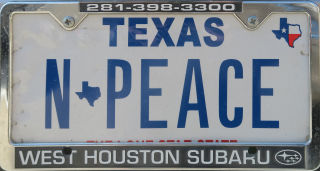 Licence Plate Texas n peace