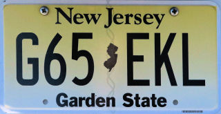 New Jersey Number Plate 