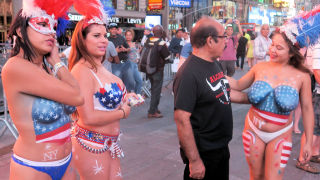Topless street performers Times Square NY 