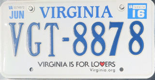 Virginia number plate 